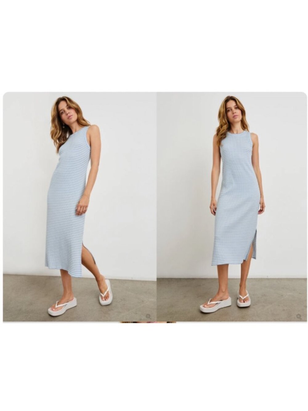 Rails VGUC Chambary & White Striped Ribbed Sleeveless Midi Dress in Size Small - Picture 6 of 12